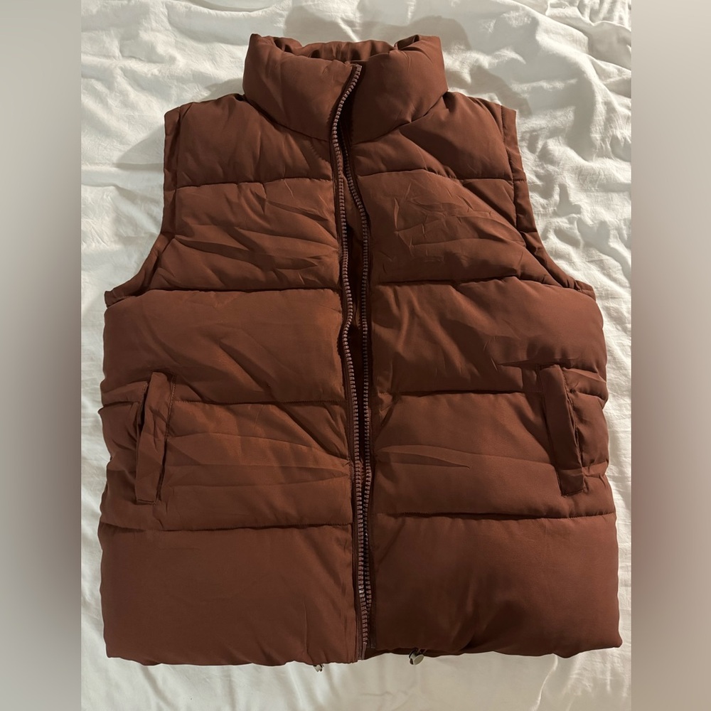 Brown puffer vest